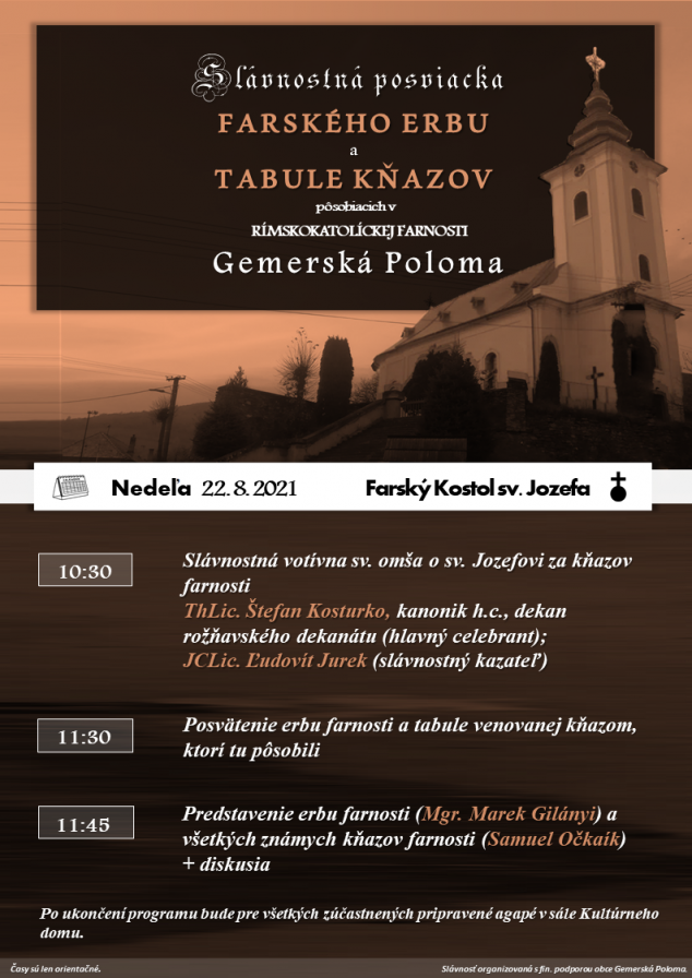 Oznam k slávnostnej posviacke